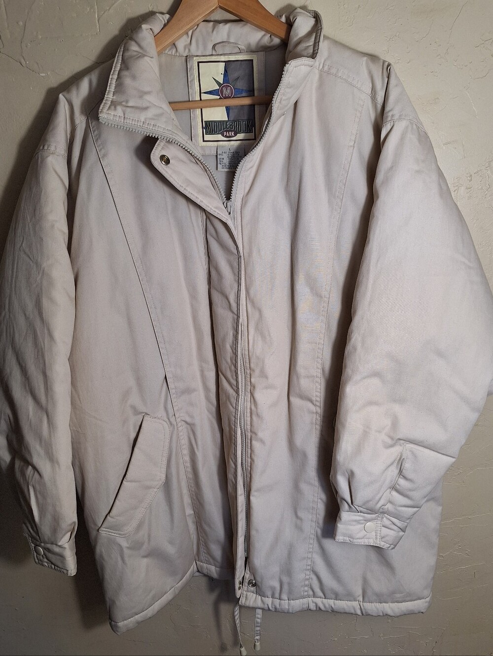Vintage 90s Middlebrook Park Beige Heavy Winter Parka Jacket Large Gorpcore